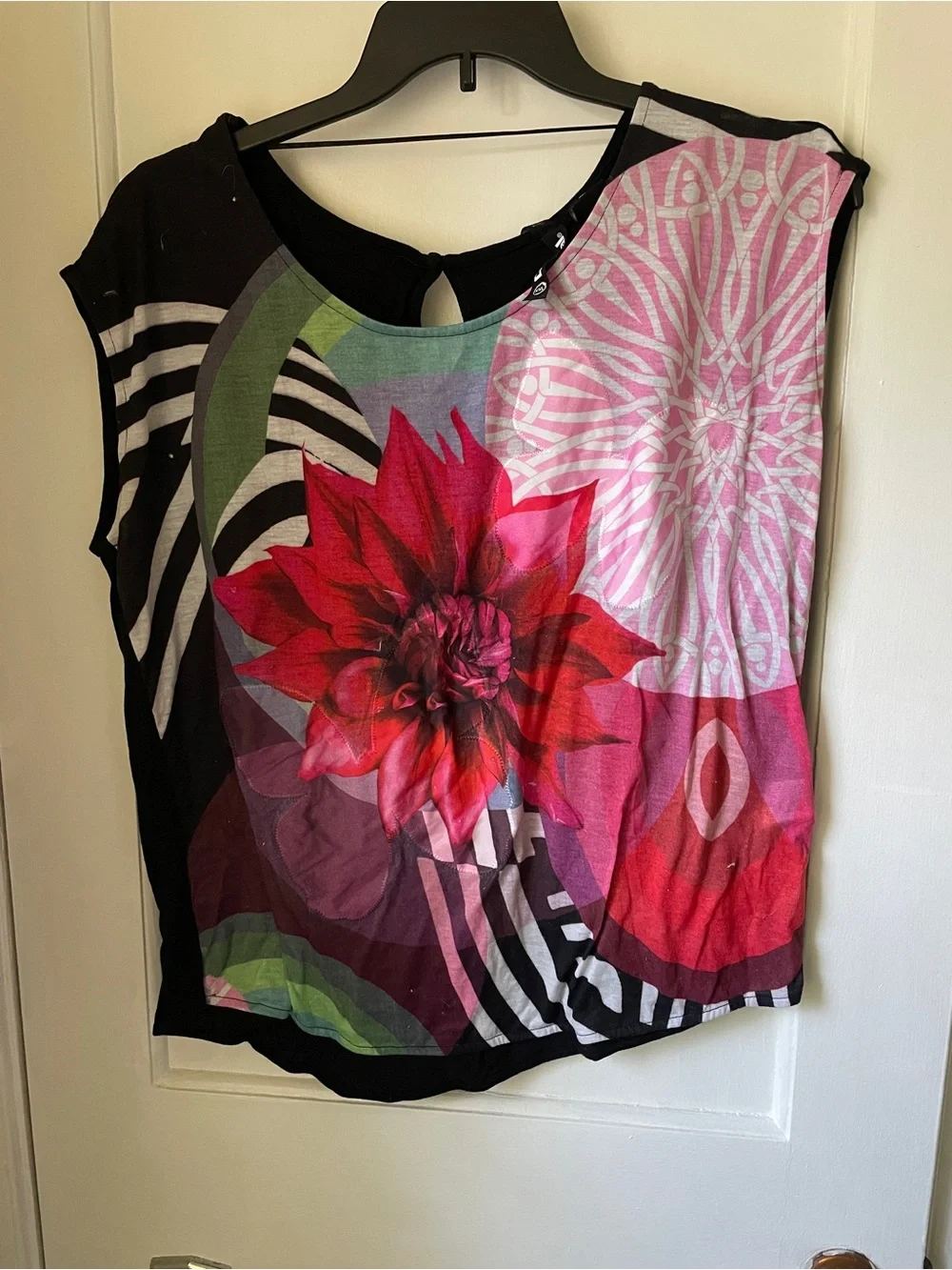 Desigual Women’s Floral Print Sleeveless Top in Pink and Red - Picture 1 of 3